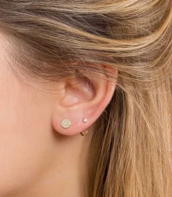 Clearance Puce Disque Diamants Solo Femme Boucles D'Oreilles