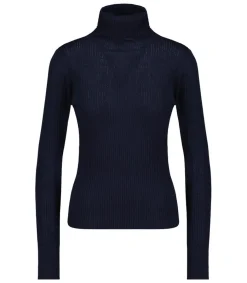 Clearance Pull Col Roule Dolcevita Navy Femme Mailles & Sweats