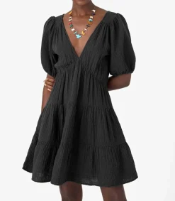 Hot Robe En Gaze De Coton Nissa Black Femme Robes
