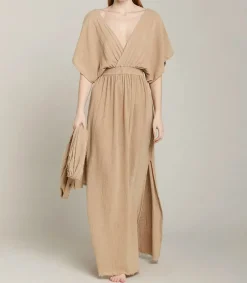 Online Robe Longue Empire Cafe Latte Femme Robes