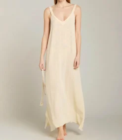 Hot Robe Longue Palma De Mallorca Cream Femme Robes