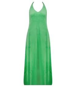 Best Robe Mireille Grass Green En Eponge Velours Femme Robes