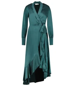 Best Robe Portefeuille Longue En Soie Jade Femme Robes