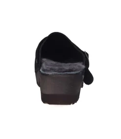 Online Sabots En Daim Noir/Shearling Gris Femme Sabots