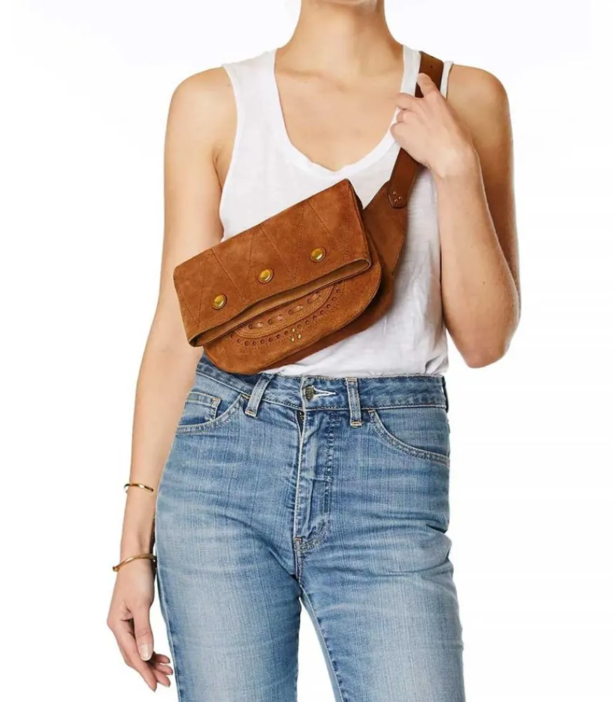 Best Sac Banane Jerry Cuir Velours Tabac Femme Sacs Ceinture