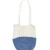 Sale Sac Capitaine Crochet Ecru Et Bleu Denim Femme Cabas & Paniers