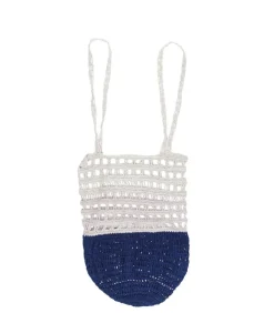 Clearance Sac Capitaine Crochet Ecru Et Bleu Marine Femme Cabas & Paniers