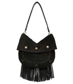 Discount Sac Jerry M Cuir Velours Noir Femme Sacs Bandoulière