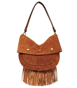 Best Sac Jerry M Cuir Velours Tabac Femme Sacs Bandoulière