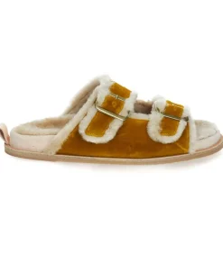 Sale Sandales A Boucles En Velours Et Peau De Mouton Femme Sandales & Tongs