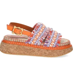 Online Sandales A Plateforme Brides Tressees Orange Femme Sandales & Tongs