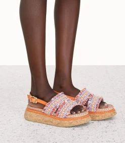 Online Sandales A Plateforme Brides Tressees Orange Femme Sandales & Tongs