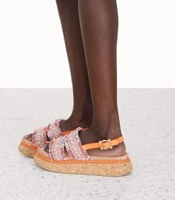 Online Sandales A Plateforme Brides Tressees Orange Femme Sandales & Tongs