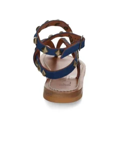Clearance Sandales Deltapyr Cuir Velours Bleu Bronze Femme Sandales & Tongs