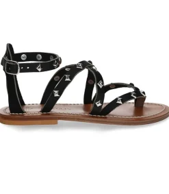 Sale Sandales Epicurepyr Cuir Lisse Noir Argent Femme Sandales & Tongs