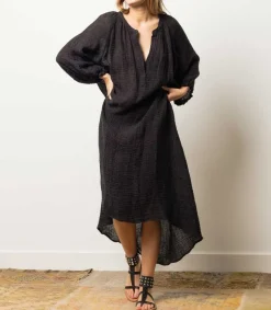 Hot Sandales Forban Cuir Lisse Noir Femme Sandales & Tongs