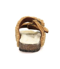 Online Sandales Shearling Camel/Champagne Femme Sandales & Tongs