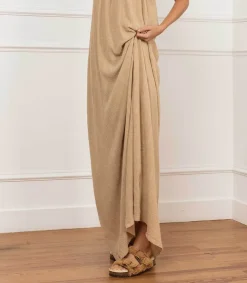 Online Sandales Shearling Camel/Champagne Femme Sandales & Tongs