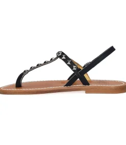 Online Sandales Valeriepyr Cuir Noir Femme Sandales & Tongs