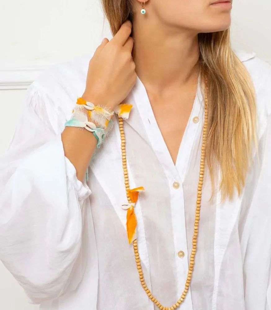 Sale Sautoir Cauri Et Noeud Tie & Dye Orange Femme Sautoirs