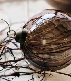 Clearance Set De 4 Boules De Noël Fluted Et Ambre Déco De Noël