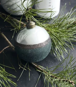 Clearance Set De 6 Boules De Noël Stripe Vert Déco De Noël