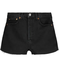 Hot Short A Taille Haute En Denim Noir Surteint Femme Bas