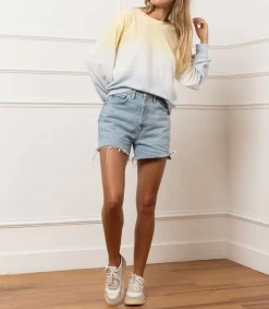 Clearance Short En Jean Cutoff Faded Vintage Indigo Femme Bas