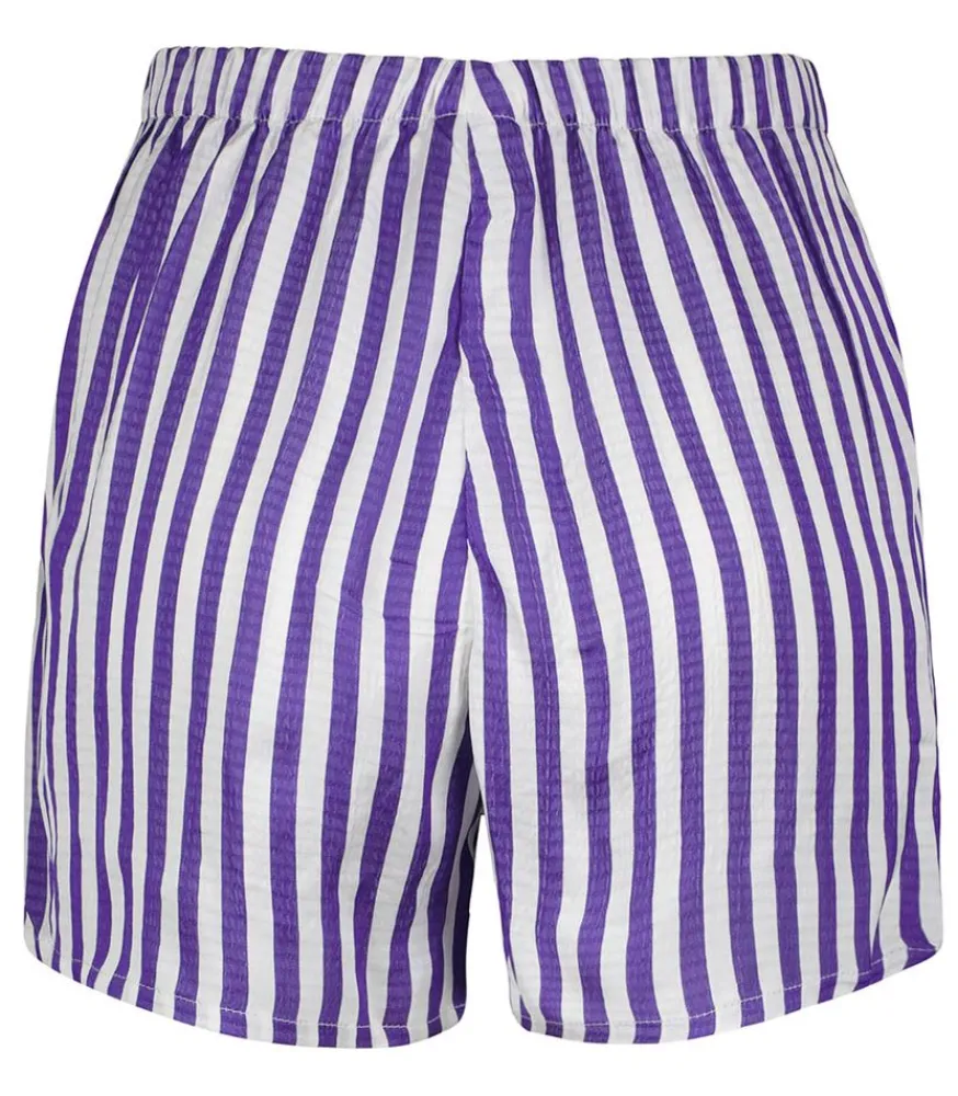 Sale Short Shaning Rayures Violettes Femme Bas
