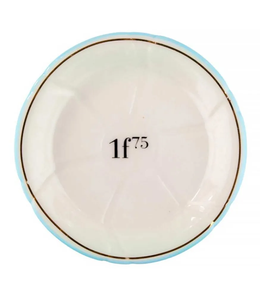 Online Soucoupe 1F75 En Porcelaine Bleu Clair / Or Assiettes & Plats