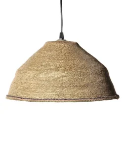 New Suspension En Jute Beige Boheme Lisere Bleu, Rose Et Vert Mobilier