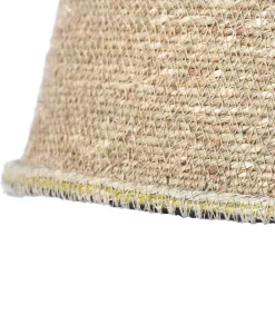 Suspension En Jute Beige Boheme Lisere Noir, Jaune Et Kaki Mobilier