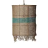 Suspension Rectangulaire En Jute Et Bande Turquoise Mobilier