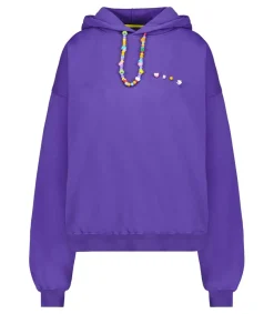 Clearance Sweat A Capuche Avec Collier De Perles Violet Femme Mailles & Sweats