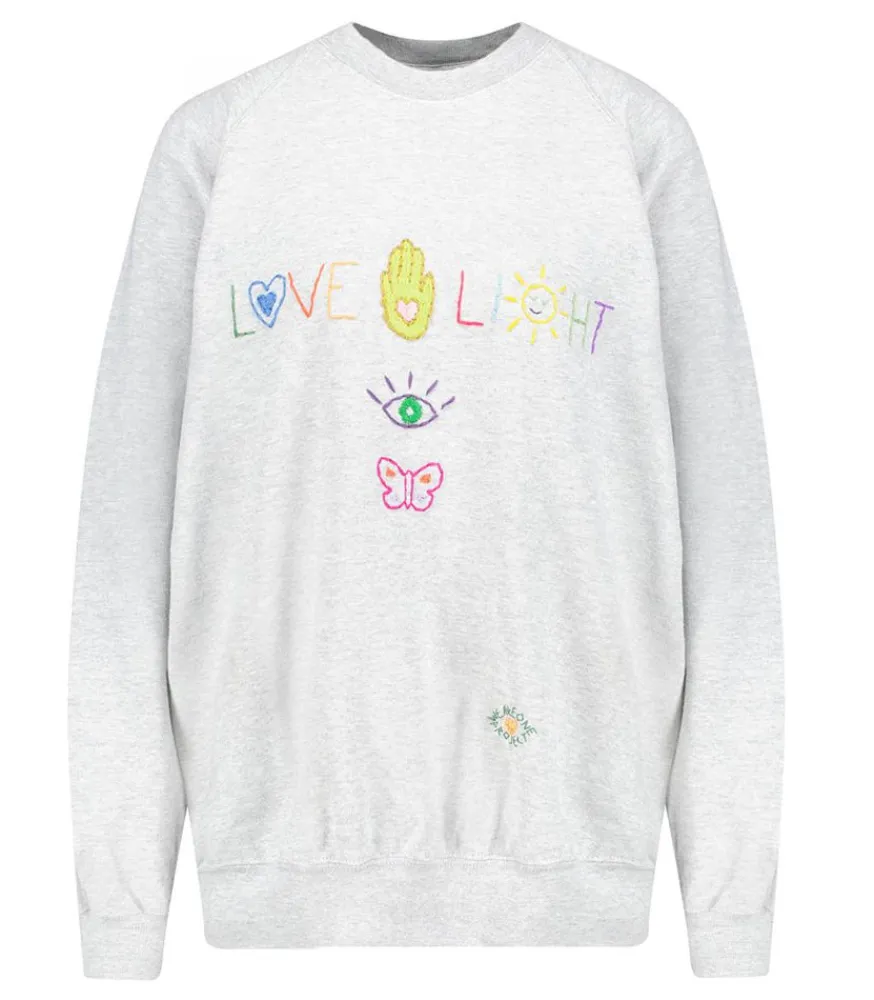 Sale Sweat-Shirt Vintage Brode Love Light Gris Femme Mailles & Sweats