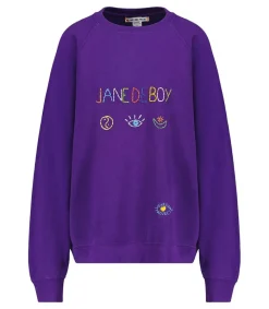 Discount Sweat-Shirt Vintage Brode Jane De Boy Violet Femme Mailles & Sweats