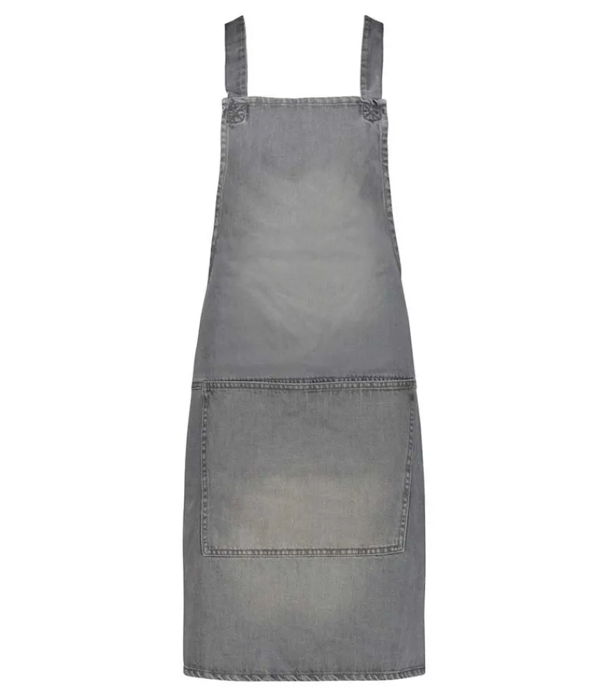 New Tablier A Bretelles Coton Denim Gris Linge De Cuisine