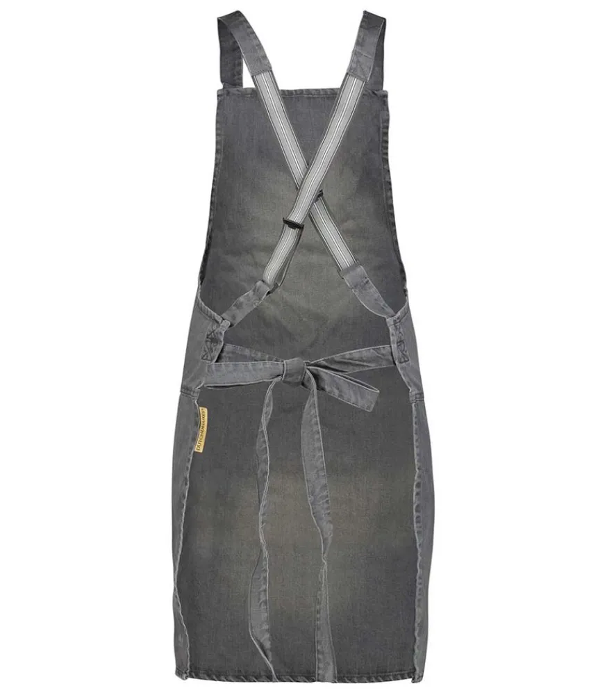 New Tablier A Bretelles Coton Denim Gris Linge De Cuisine