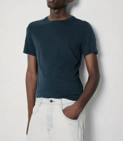 New Tee-Shirt A Manches Courtes Et Col Rond Homme Bysapick Petrole Homme Tee-Shirts