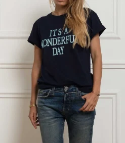 New Tee-Shirt It'S Wonderful Day, Navy Femme Hauts