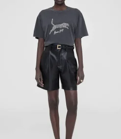 Discount Tee-Shirt Walker Spotted Leopard Washed Black Femme Hauts