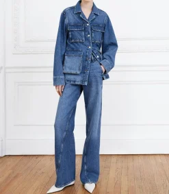 Outlet Veste Utilitaire En Jean Alden Artic Blue Femme Manteaux & Vestes