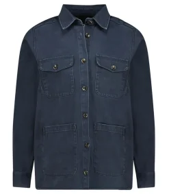 Veste Zaffiro En Toile Navy Femme Manteaux & Vestes